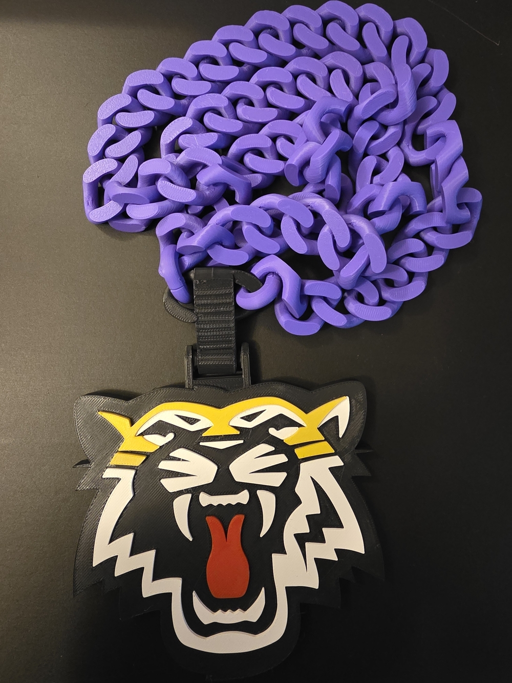 3D printed hamilton tiger cat hype chain with purple